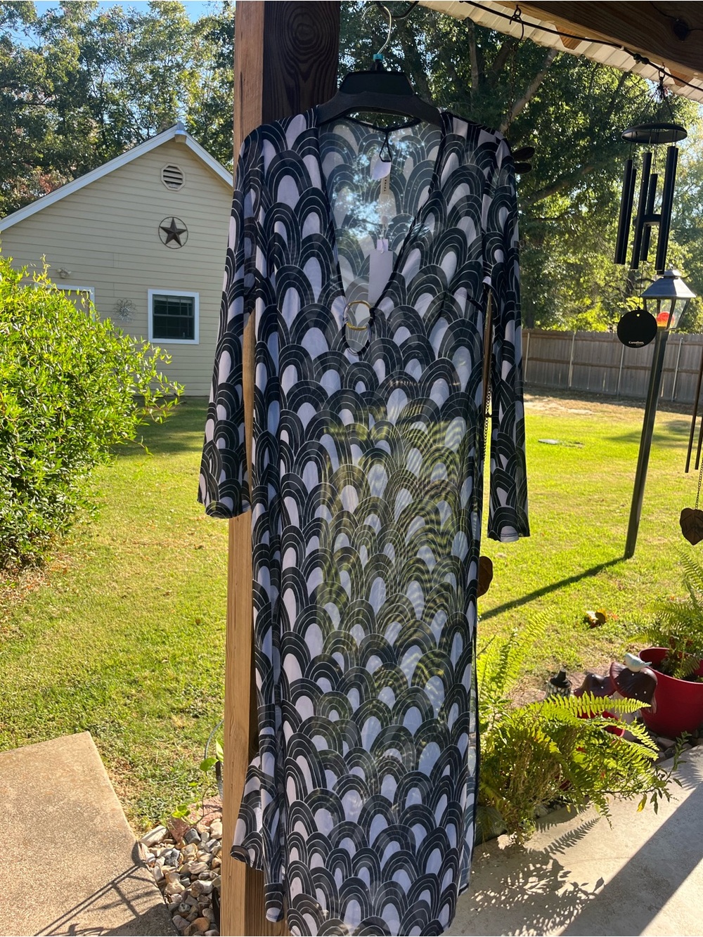 Trina Turk Navy & White Arch-Print Sheer Maxi Cover-Up - Picture 6 of 9